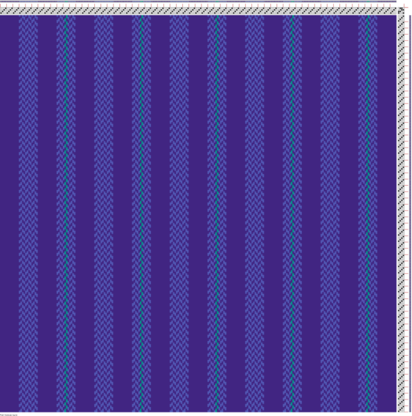 Draft with stripes of purple, blue-purple, and cyan