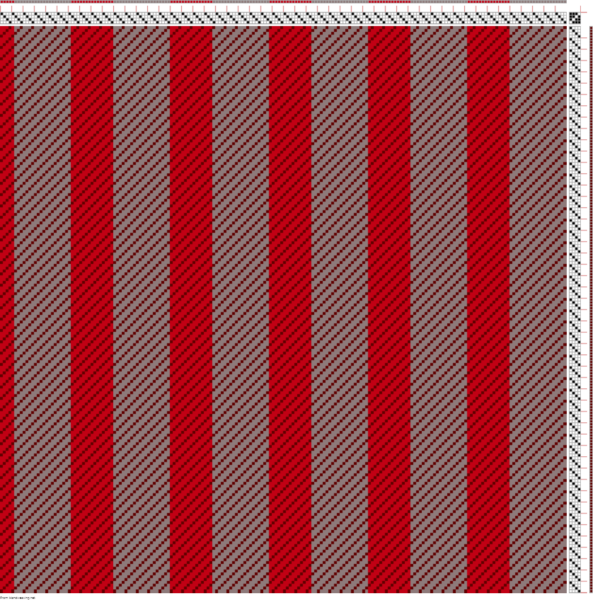 gray-brown warp with thicker red warp stripes
