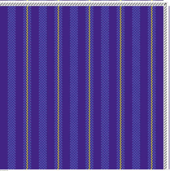 Draft with stripes of blue-purple, purple, and brilliant yellow